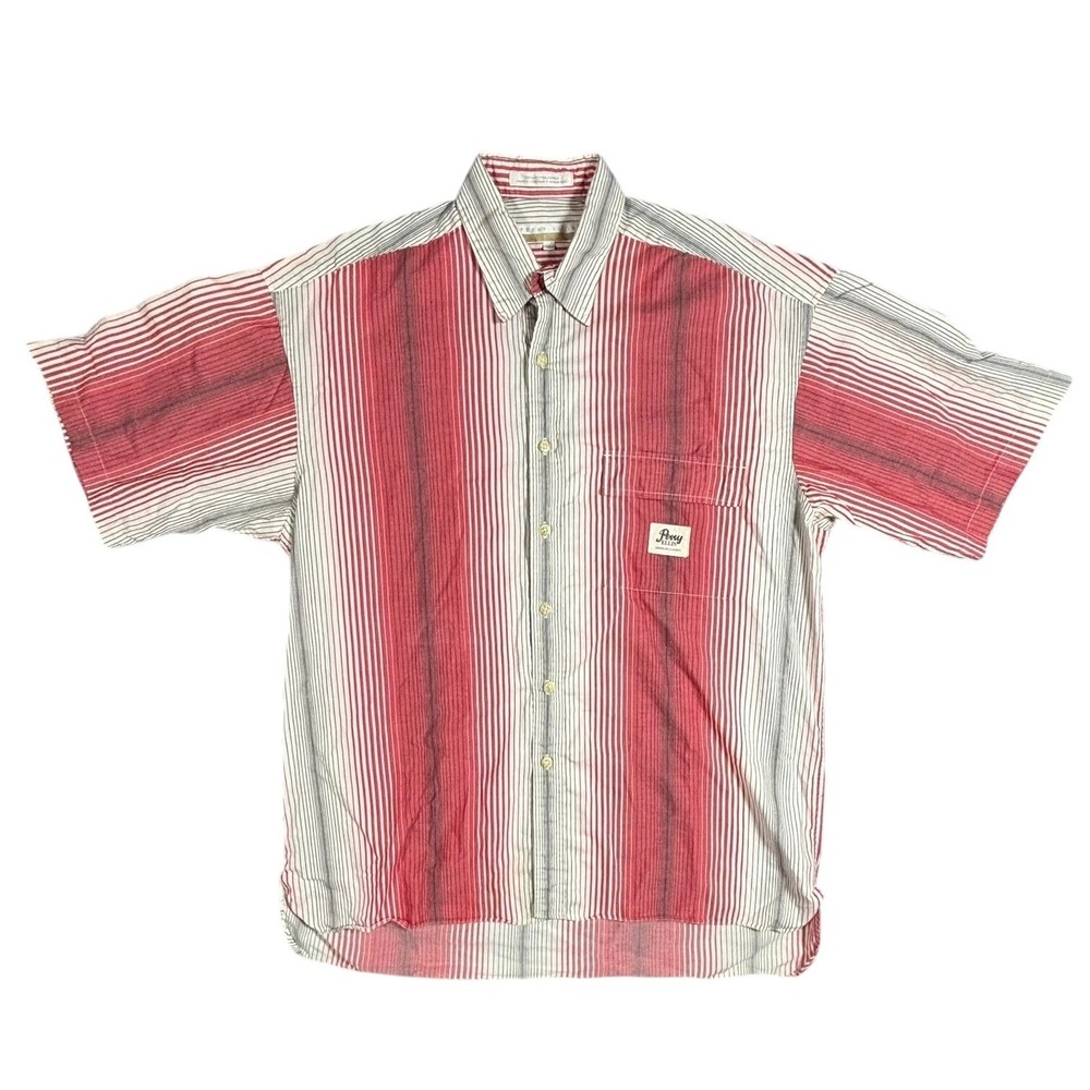 Perry Ellis Men's Short‎ Sleeve Striped Button Down Shirt Size Medium